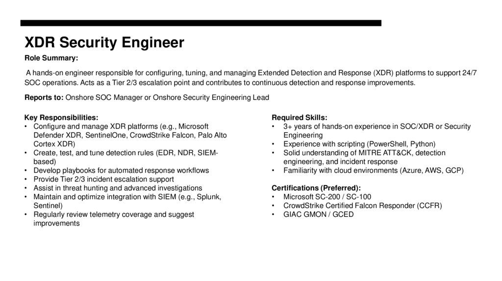 XDR Security Engineer