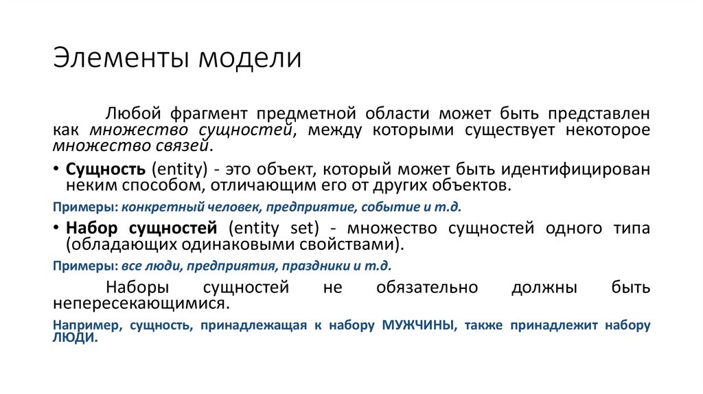 Элементы модели