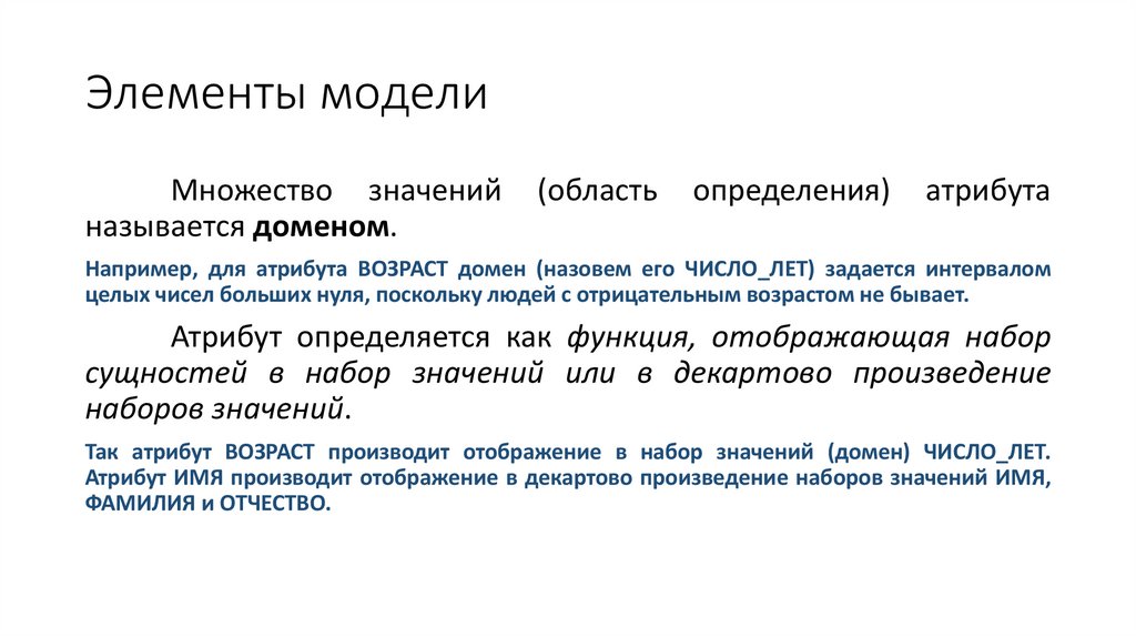 Элементы модели