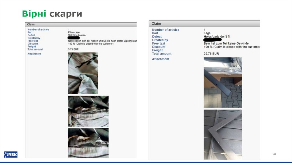 Невірно створені скарги