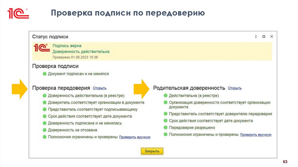 Проверка подписи по передоверию