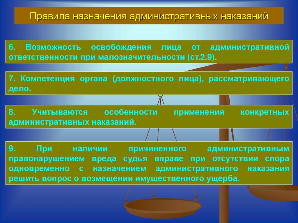Правила назначения административных наказаний