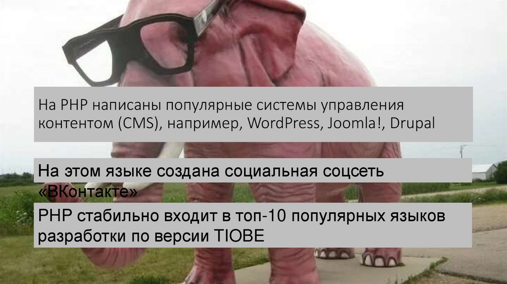 На PHP написаны популярные системы управления контентом (CMS), например, WordPress, Joomla!, Drupal