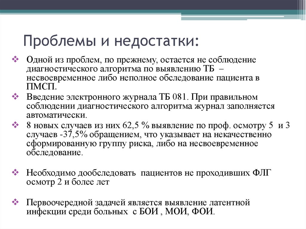 Проблемы и недостатки: