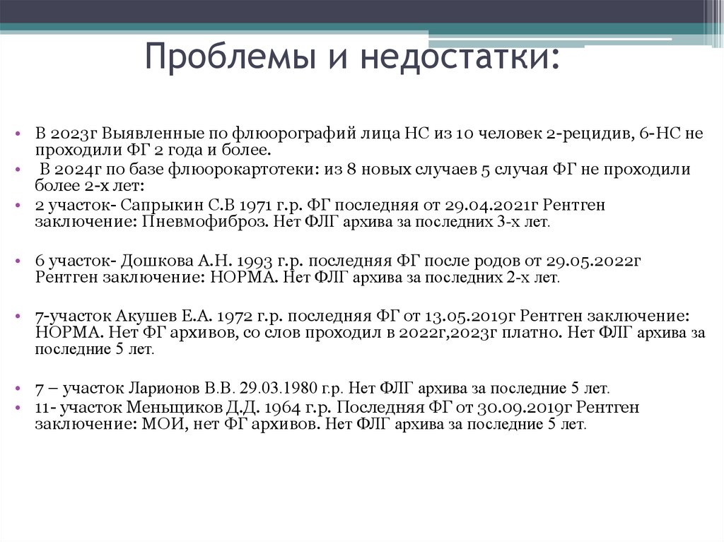 Проблемы и недостатки: