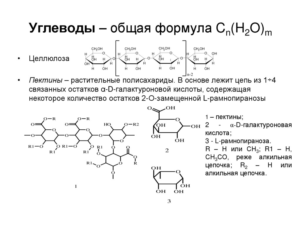 Углеводы – общая формула Cn(H2O)m