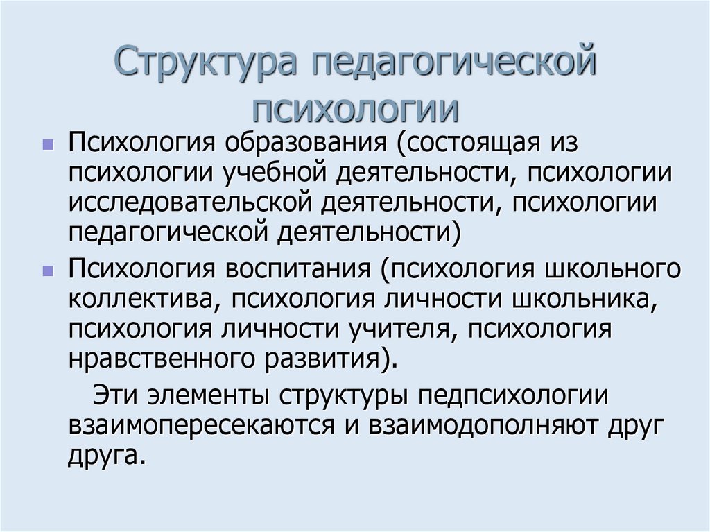 Структура педагогической психологии