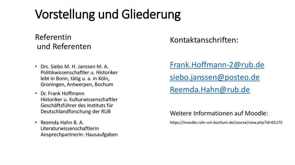 Vorstellung und Gliederung