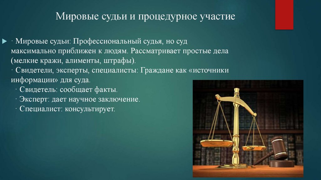 Мировые судьи и процедурное участие