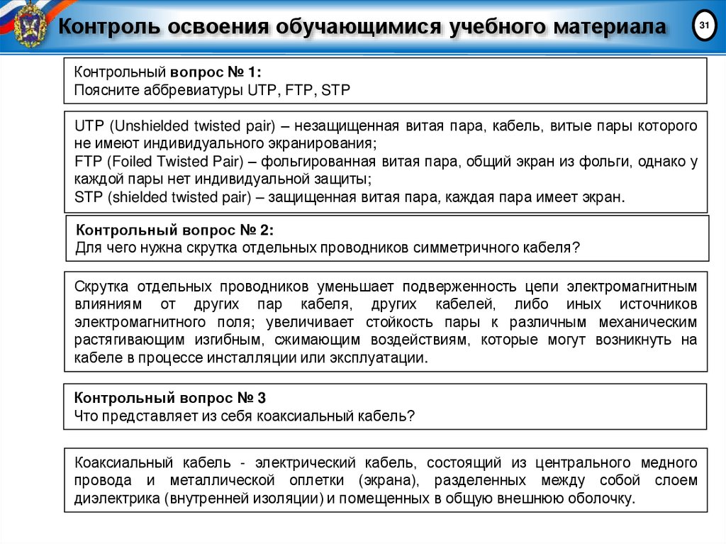 Контроль освоения обучающимися учебного материала