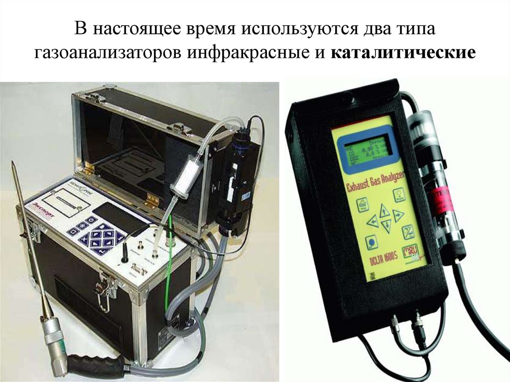 В настоящее время используются два типа газоанализаторов инфракрасные и каталитические