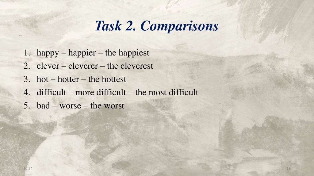 Task 2. Comparisons