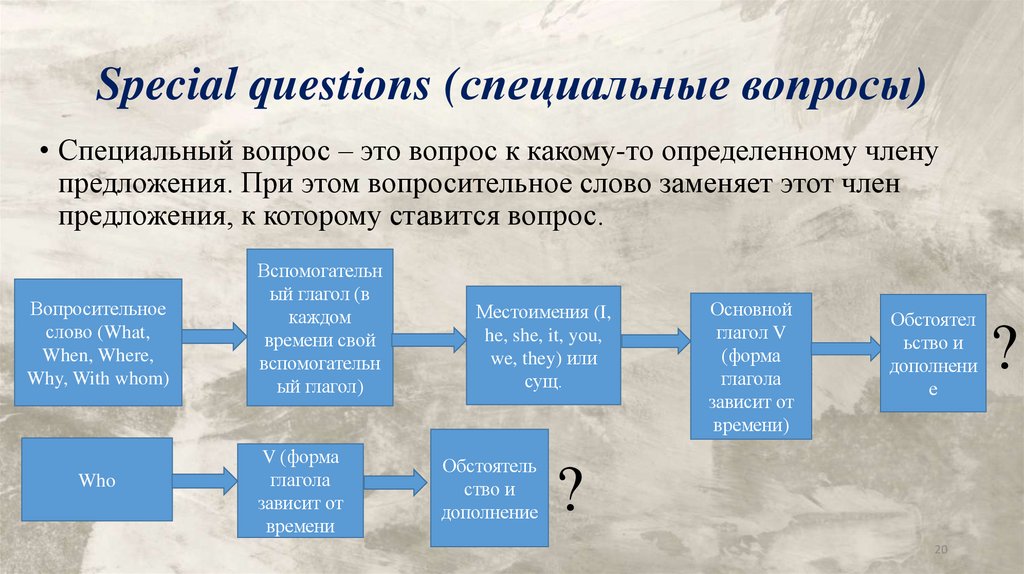 Special questions (специальные вопросы)