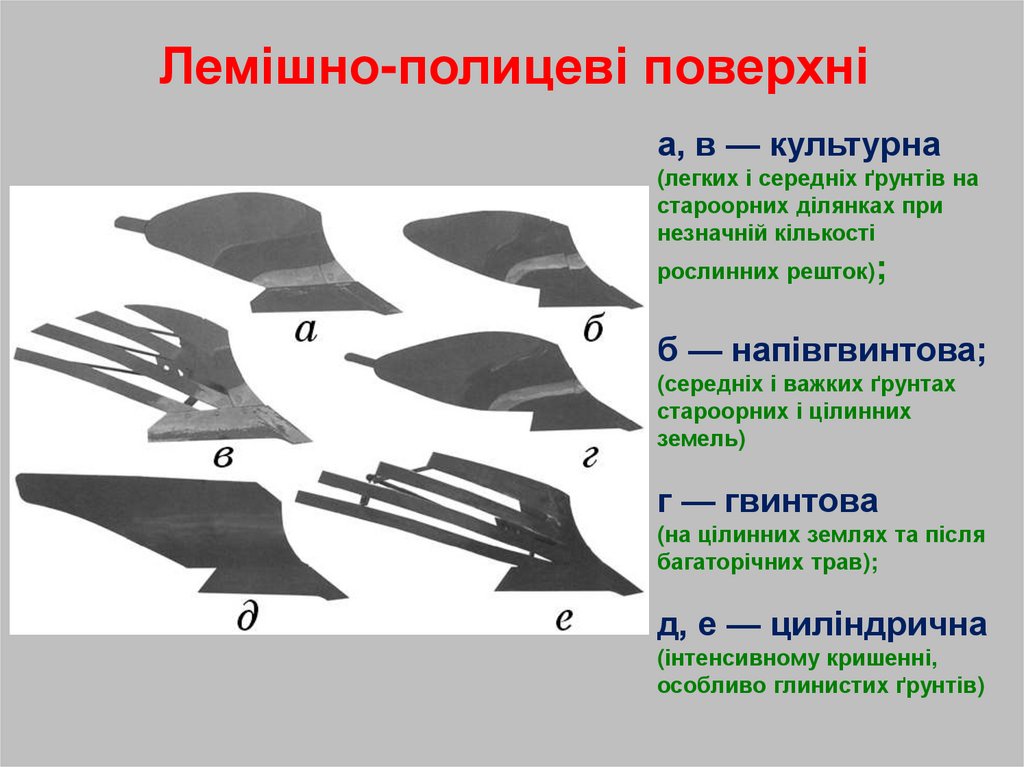 Лемішно-полицеві поверхні