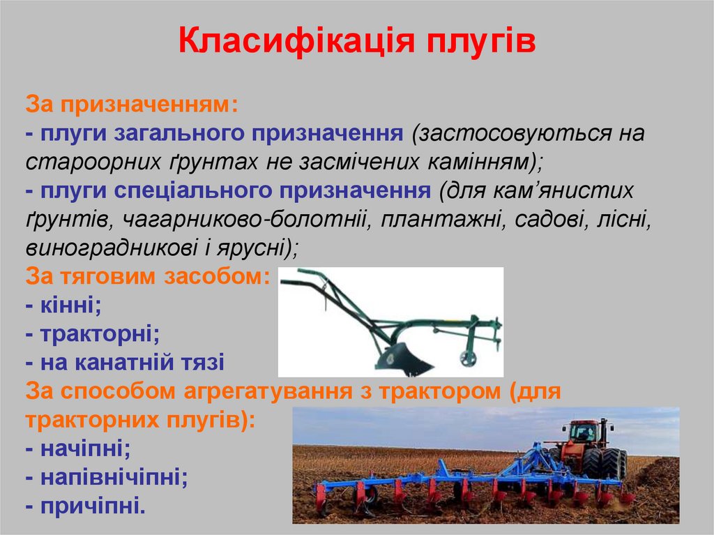 Класифікація плугів