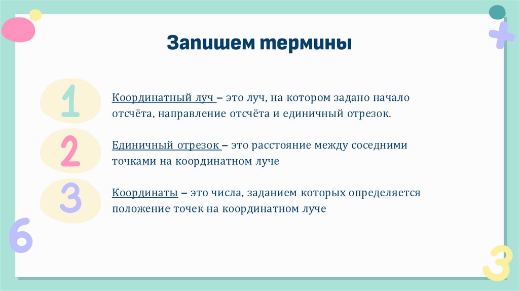 Запишем термины