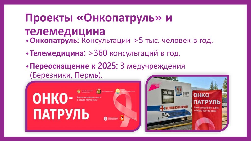 Проекты «Онкопатруль» и телемедицина
