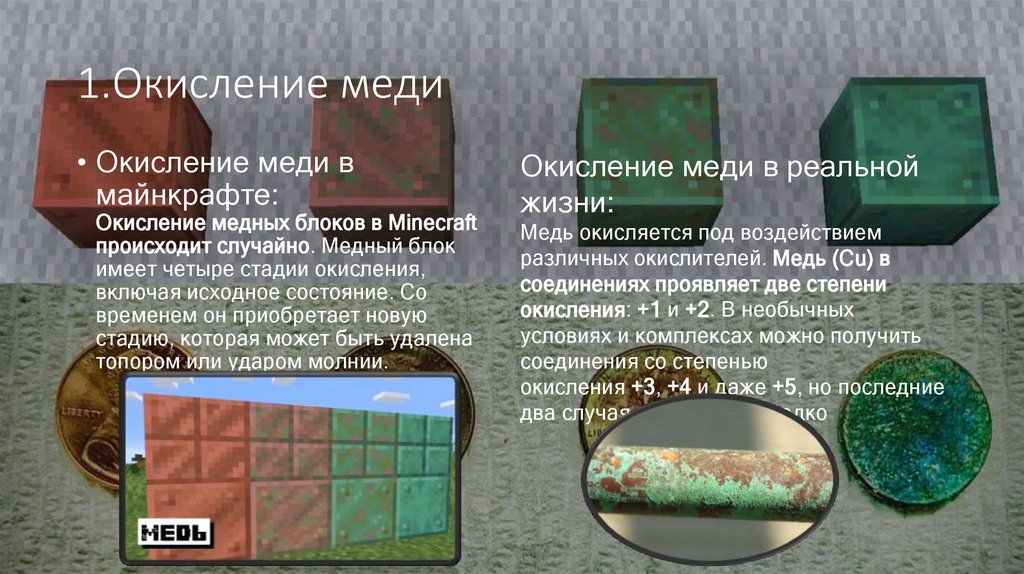 1.Окисление меди