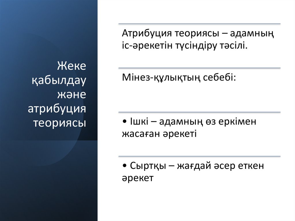 Жеке қабылдау және атрибуция теориясы