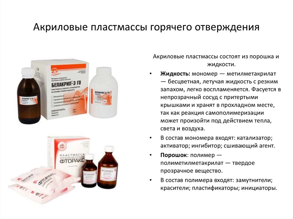 Акриловые пластмассы горячего отверждения