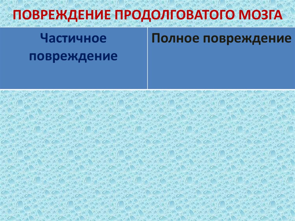ПОВРЕЖДЕНИЕ ПРОДОЛГОВАТОГО МОЗГА