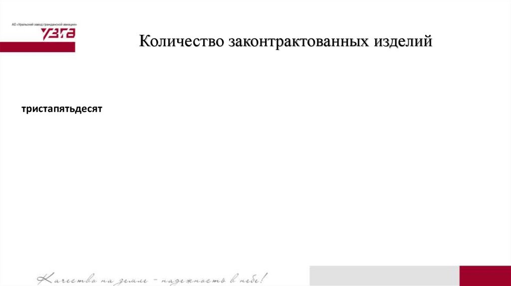 Количество законтрактованных изделий