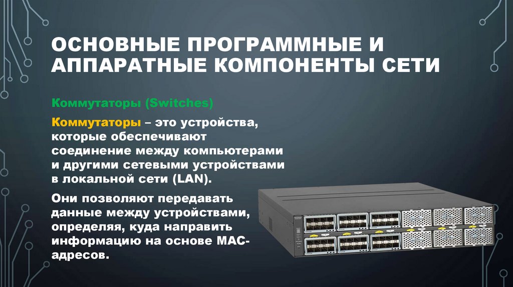 Основные программные и аппаратные компоненты сети