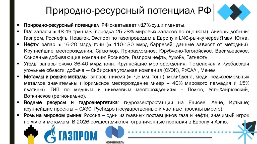 Природно-ресурсный потенциал РФ