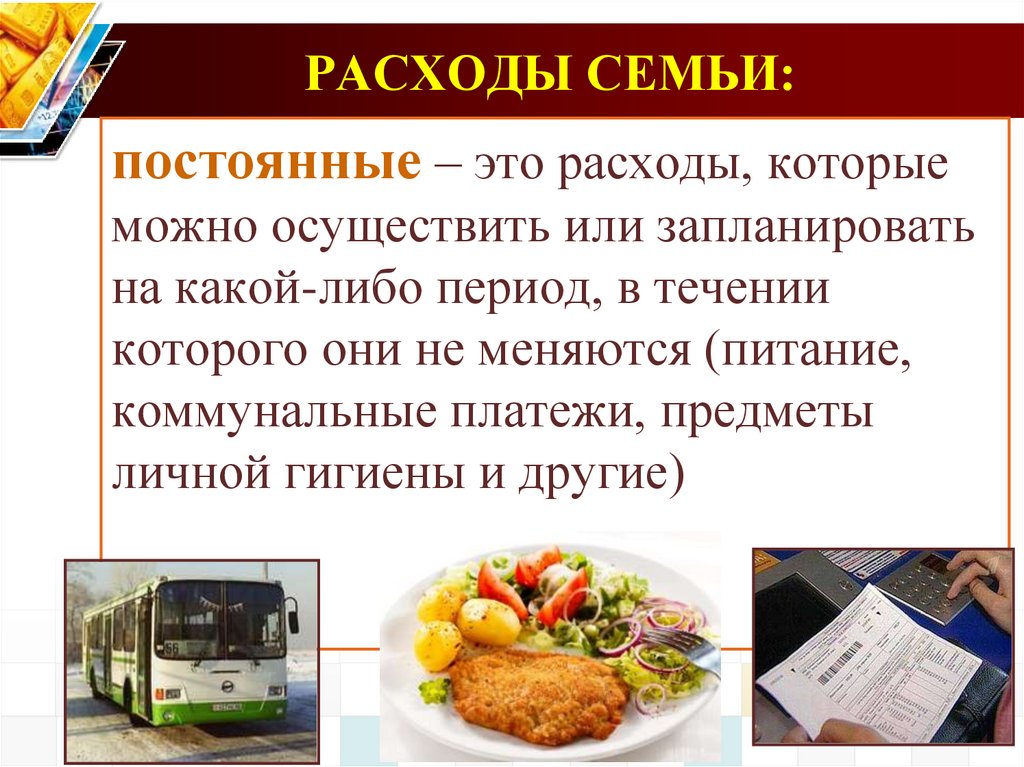 РАСХОДЫ СЕМЬИ: