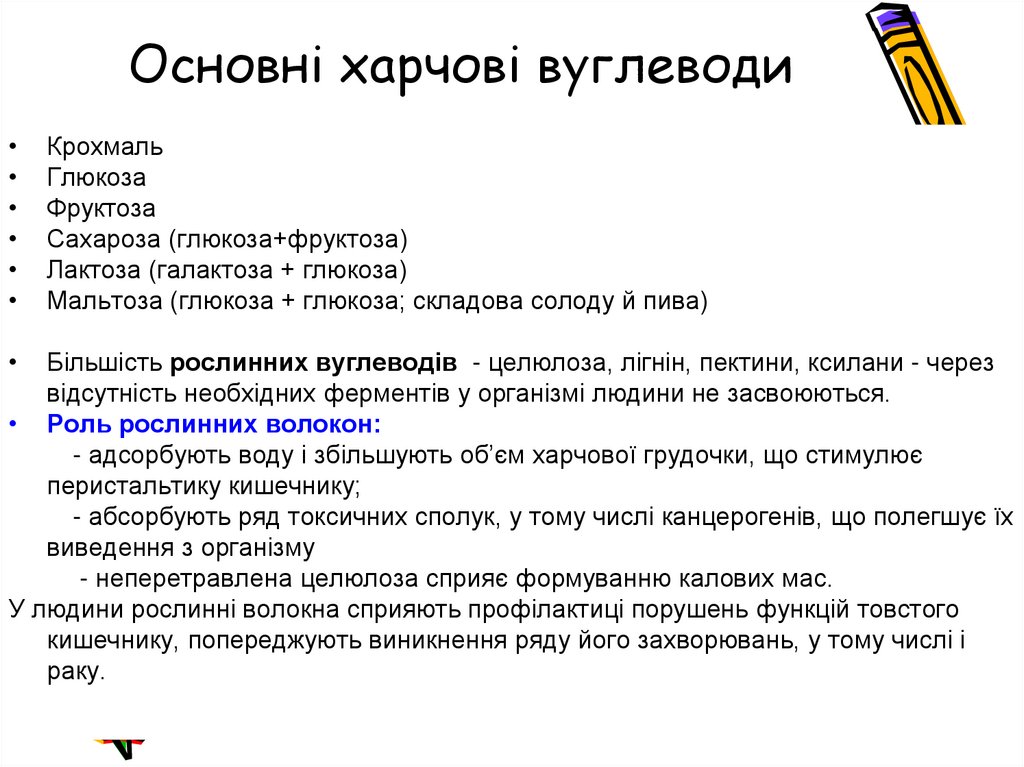 Основні харчові вуглеводи
