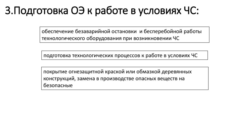 3.Подготовка ОЭ к работе в условиях ЧС:
