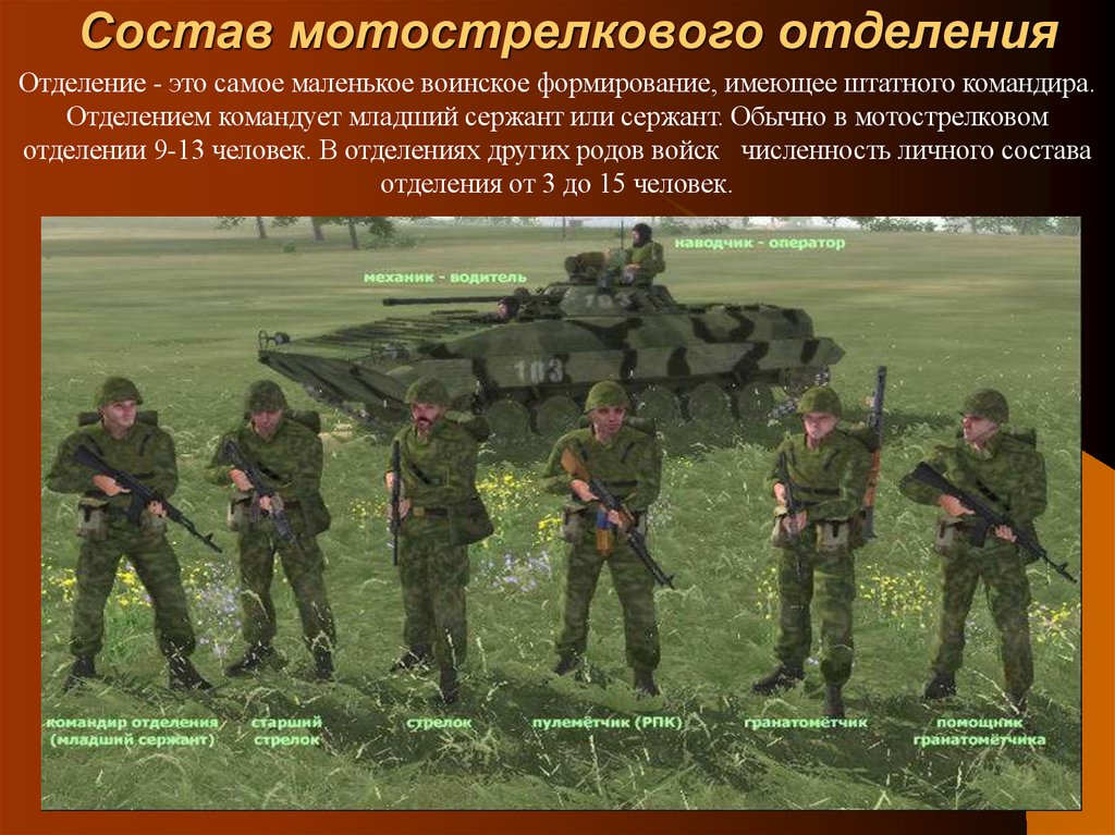 Состав мотострелкового отделения