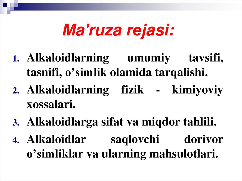 Ma'ruza rеjasi: