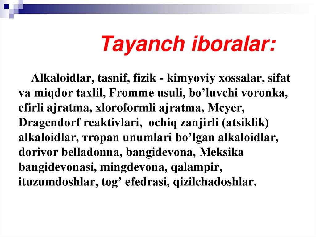 Tayanch iboralar: