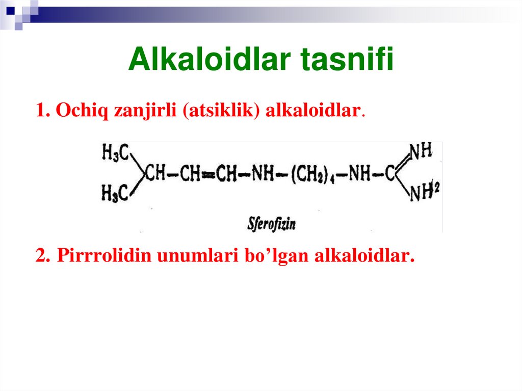 Alkaloidlar tasnifi