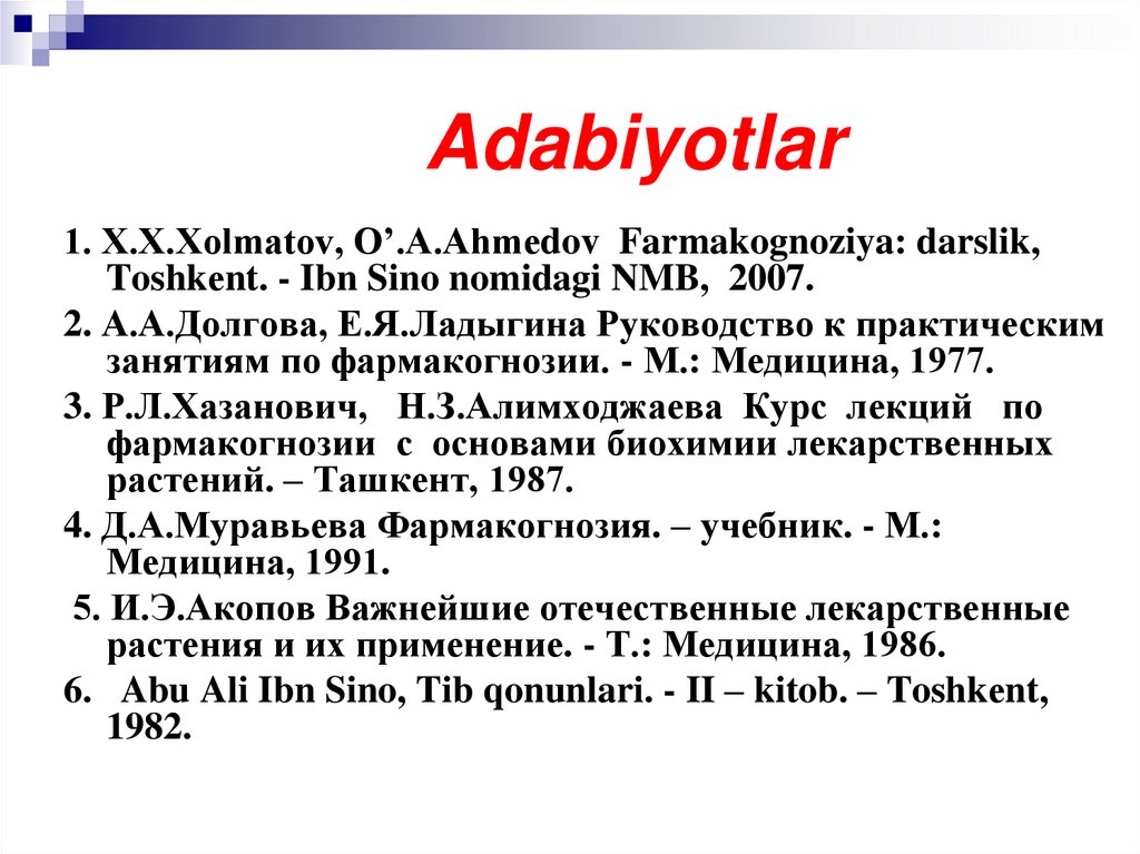 Adabiyotlar
