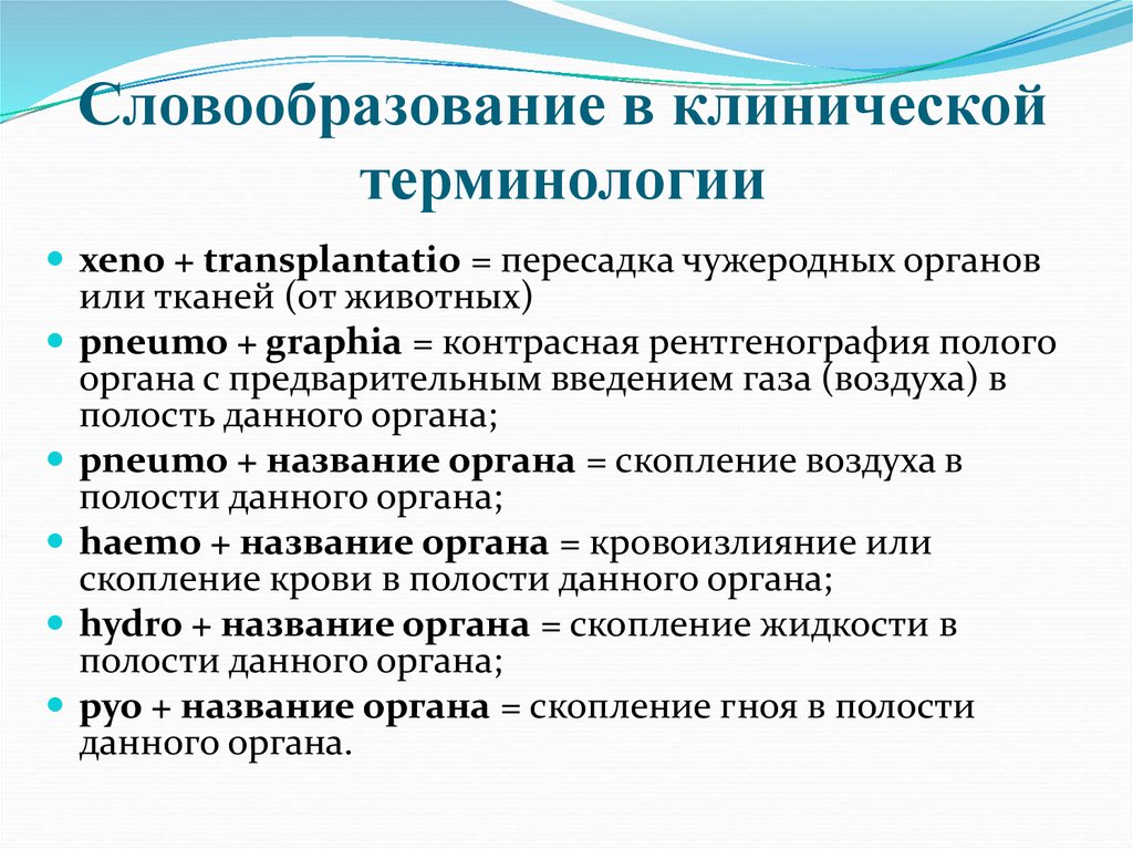 Словообразование в клинической терминологии