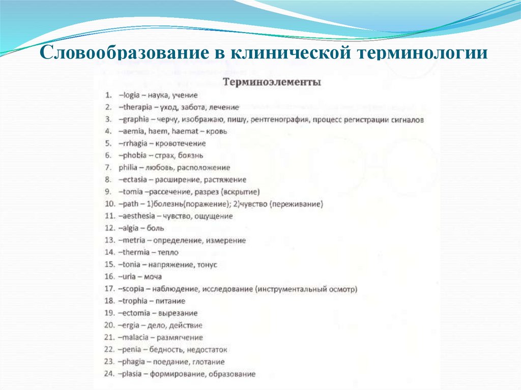Словообразование в клинической терминологии