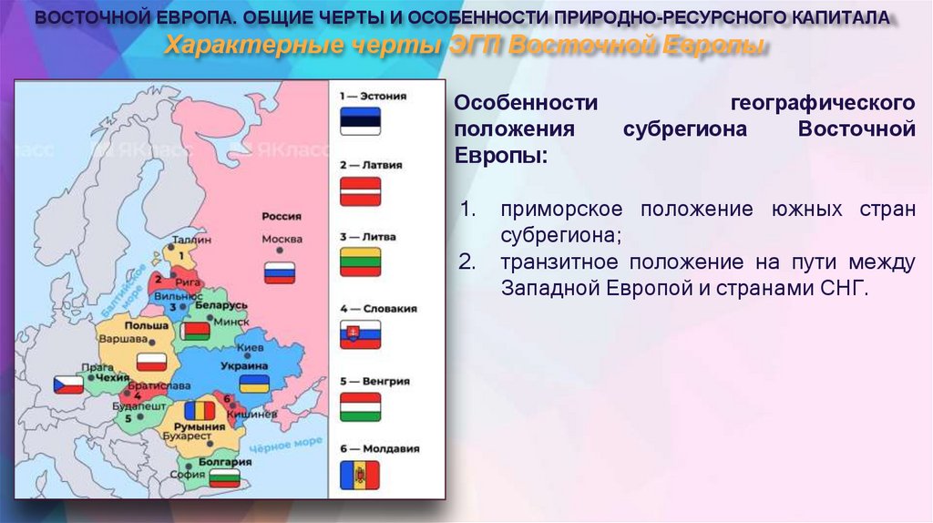 Характерные черты ЭГП Восточной Европы