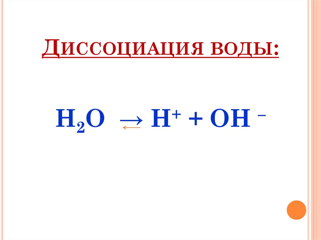 Диссоциация воды: