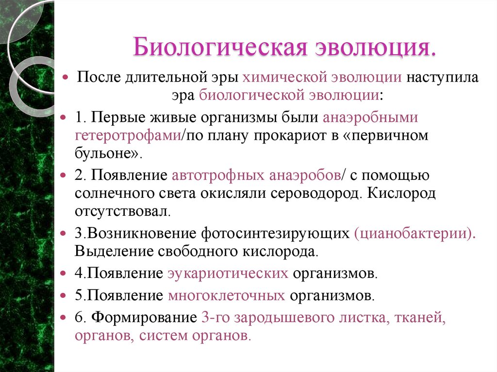 Биологическая эволюция.