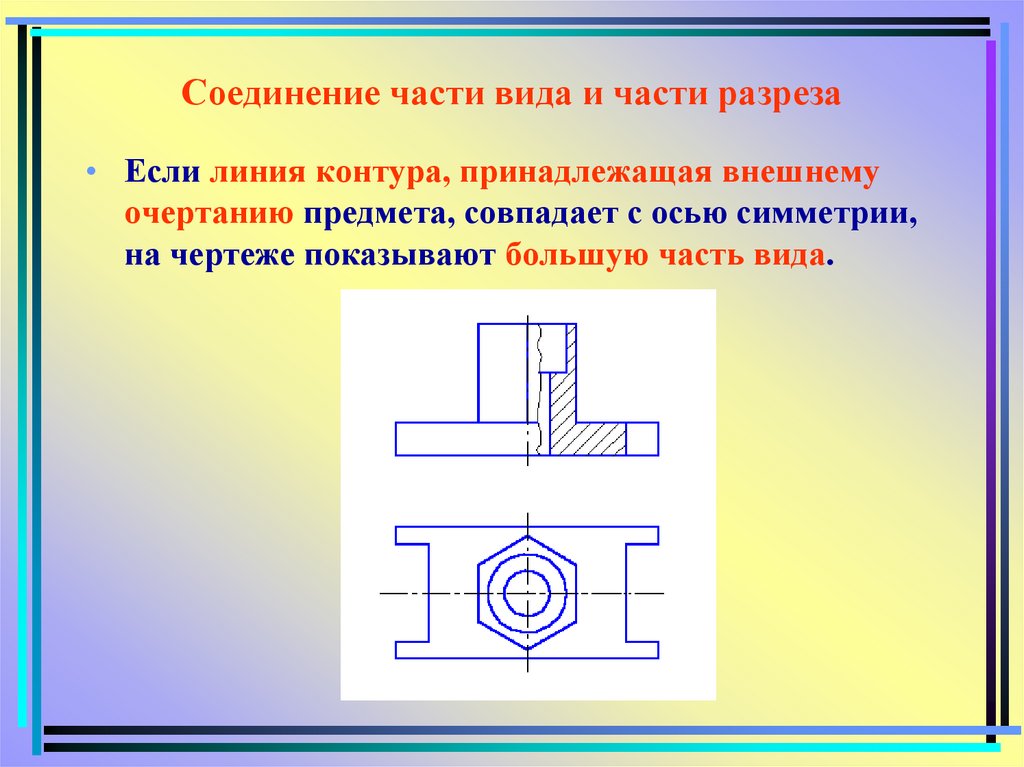 Соединение части вида и части разреза
