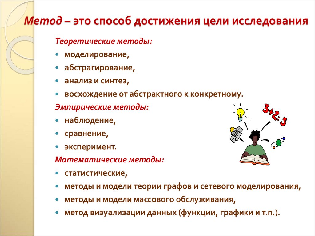 Метод – это способ достижения цели исследования