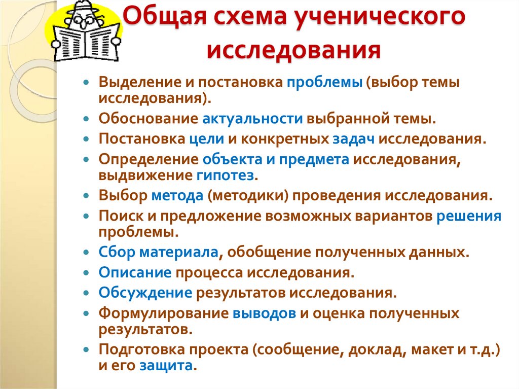 Общая схема ученического исследования
