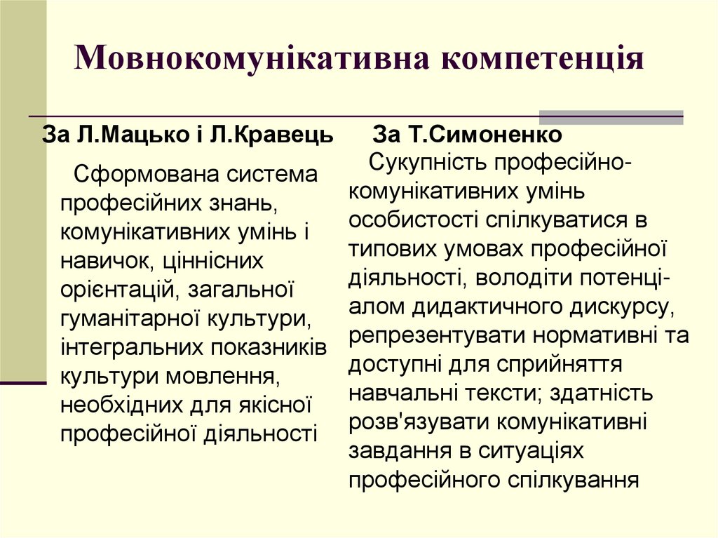 Компетентність — це володіння людиною відповідною компетенцією, що містить її особистісне ставлення до предмета діяльності