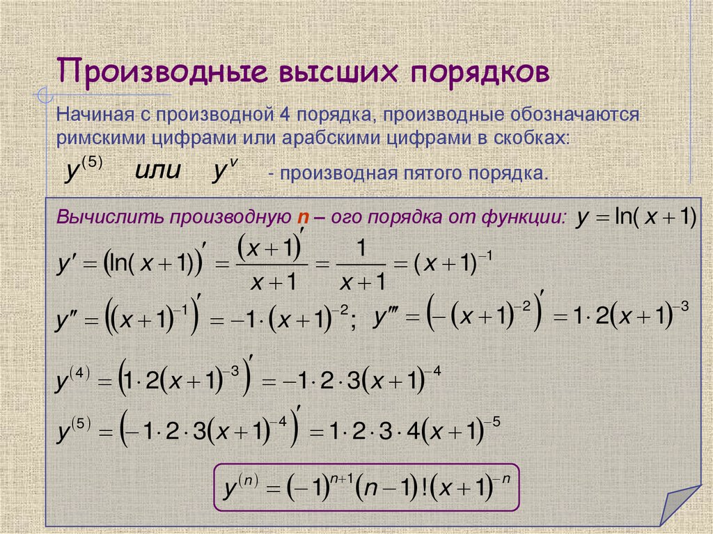 Производные высших порядков