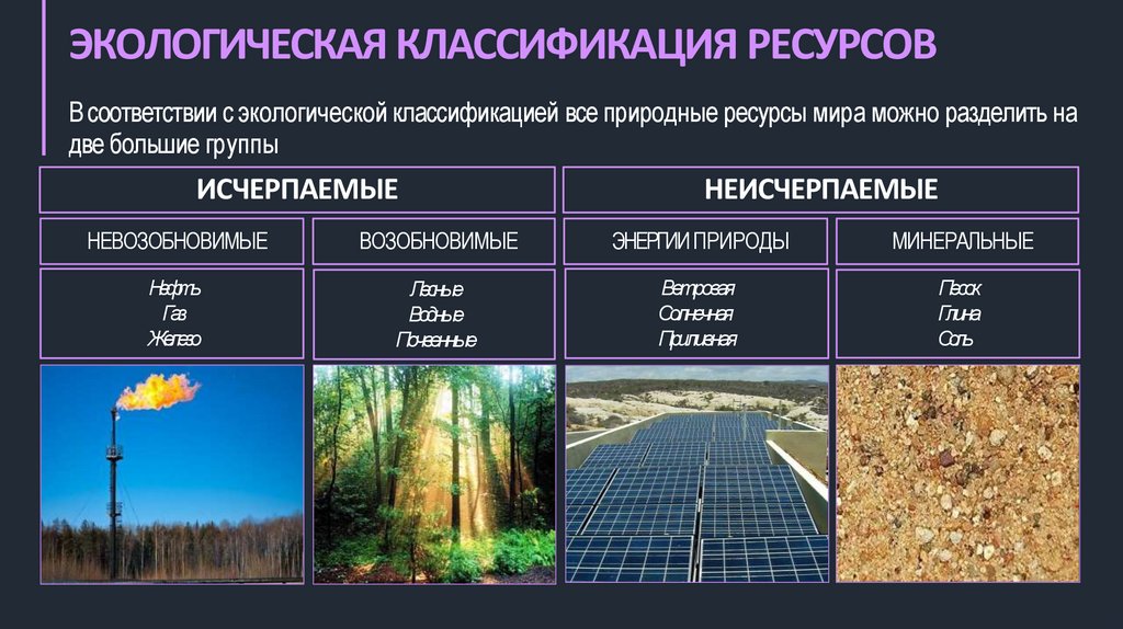 ЭКОЛОГИЧЕСКАЯ КЛАССИФИКАЦИЯ РЕСУРСОВ