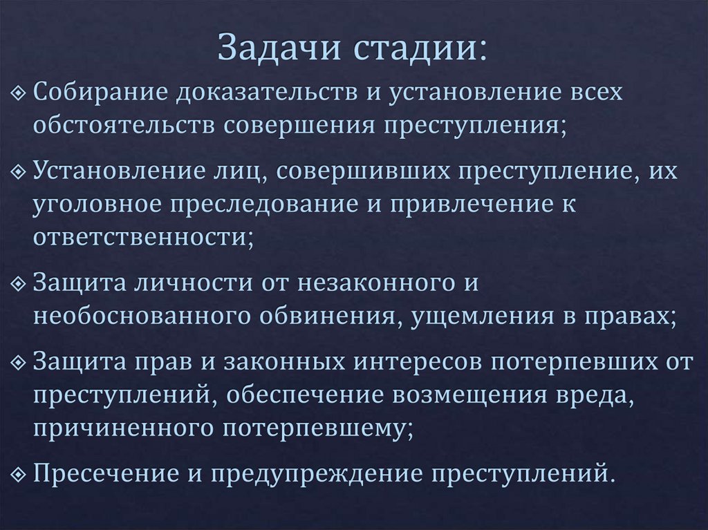Задачи стадии: