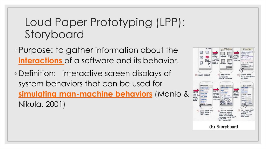 Loud Paper Prototyping (LPP): Storyboard