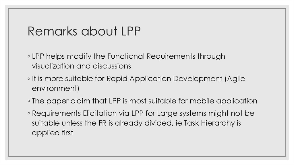 Remarks about LPP